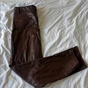 Women’s Brown Faux Leather Pants